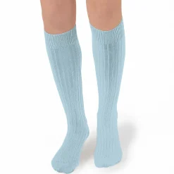 La Haute Ribbed Knee High Socks in Glacier by Collegien