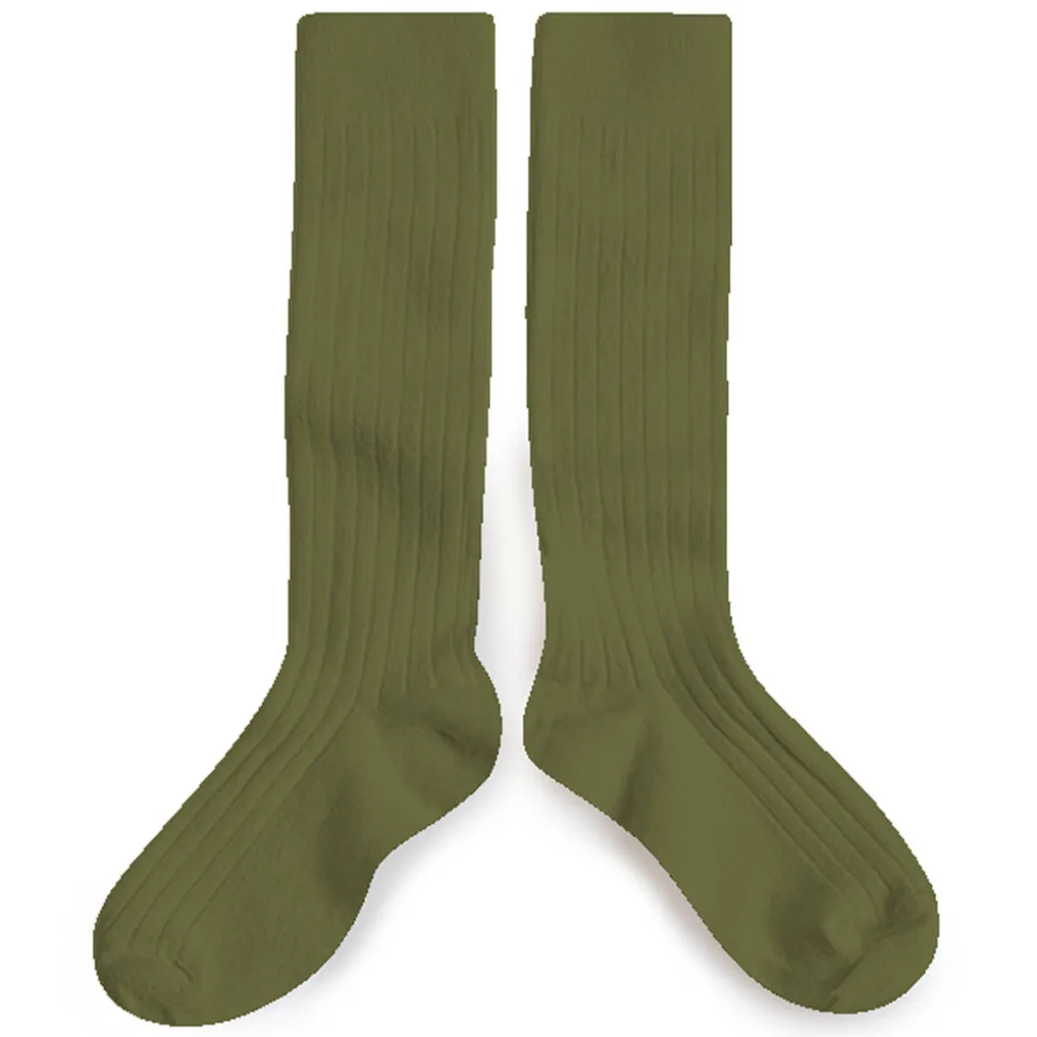 La Haute Ribbed Knee High Socks in Olive Du Luberon by Collegien