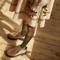 La Haute Ribbed Knee High Socks in Olive Du Luberon by Collegien