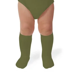 La Haute Ribbed Knee High Socks in Olive Du Luberon by Collegien