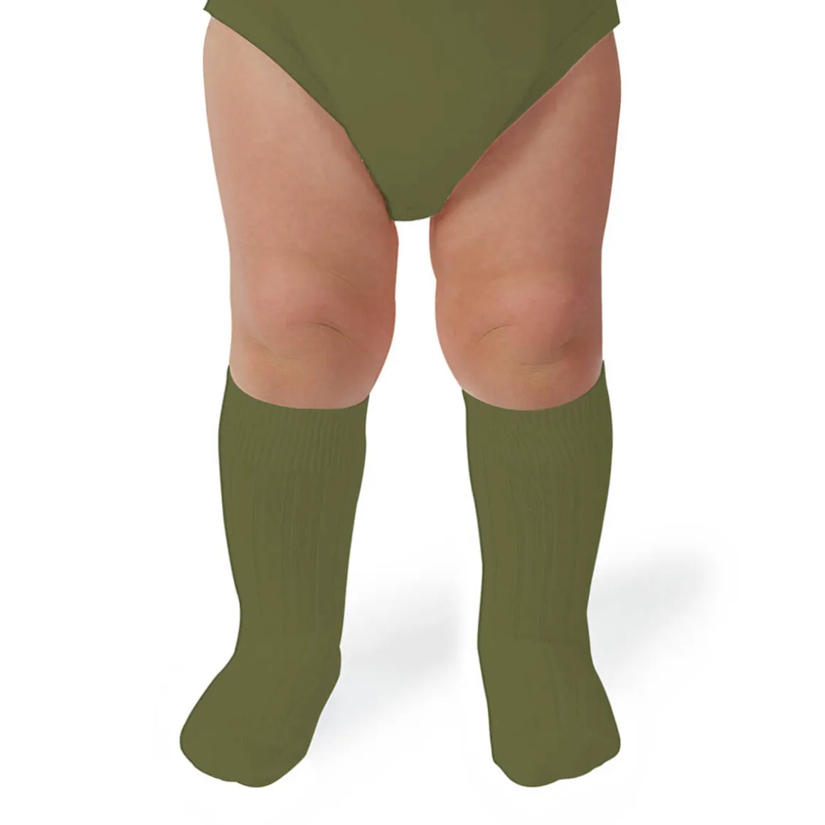 La Haute Ribbed Knee High Socks in Olive Du Luberon by Collegien