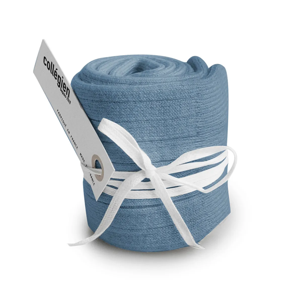 La Haute Ribbed Knee High Socks in Bleu Azur by Collegien