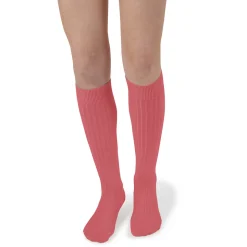 La Haute Ribbed Knee High Socks in Rose Litchi by Collegien