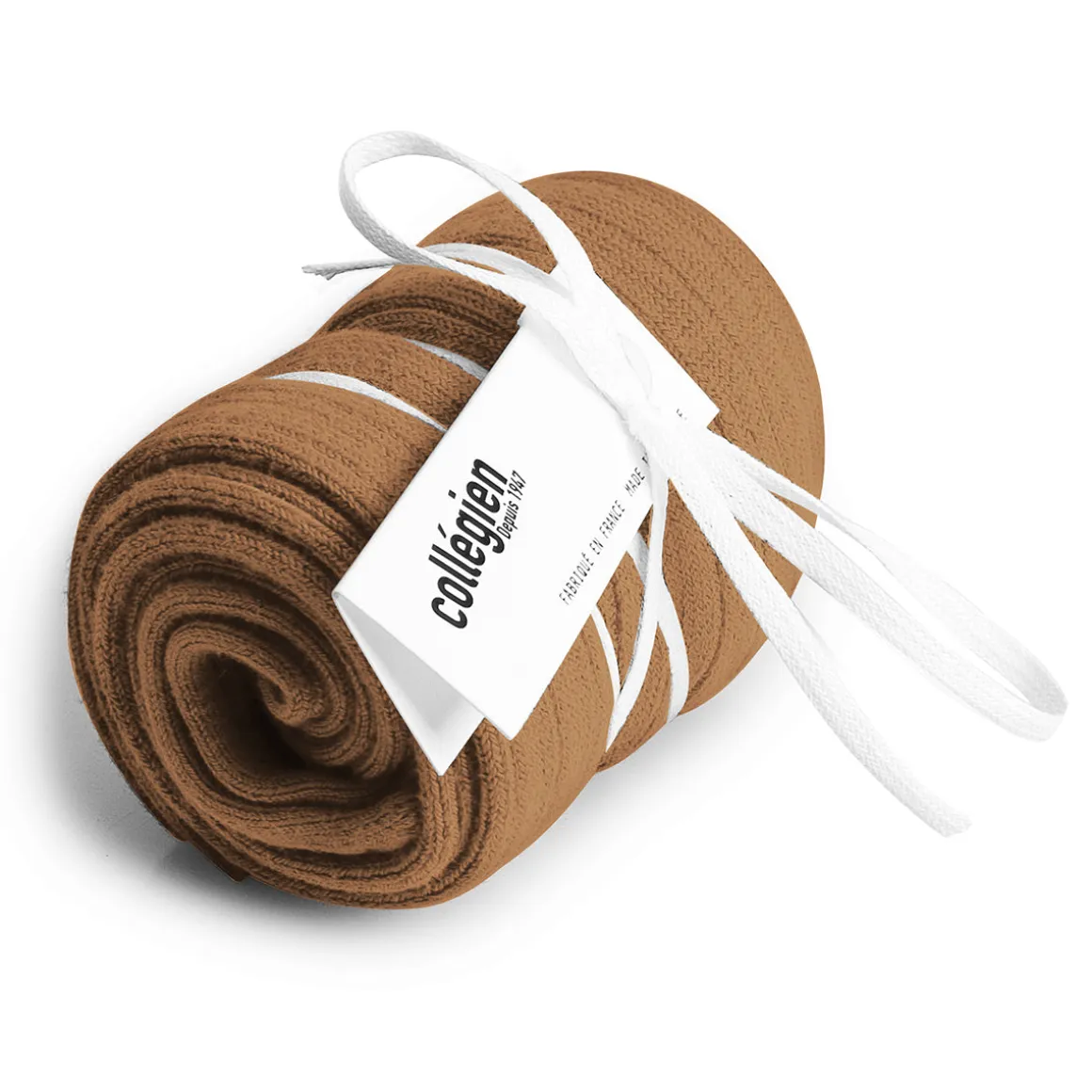La Haute Ribbed Knee High Socks in Caramel au Beurre Salé by Collegien