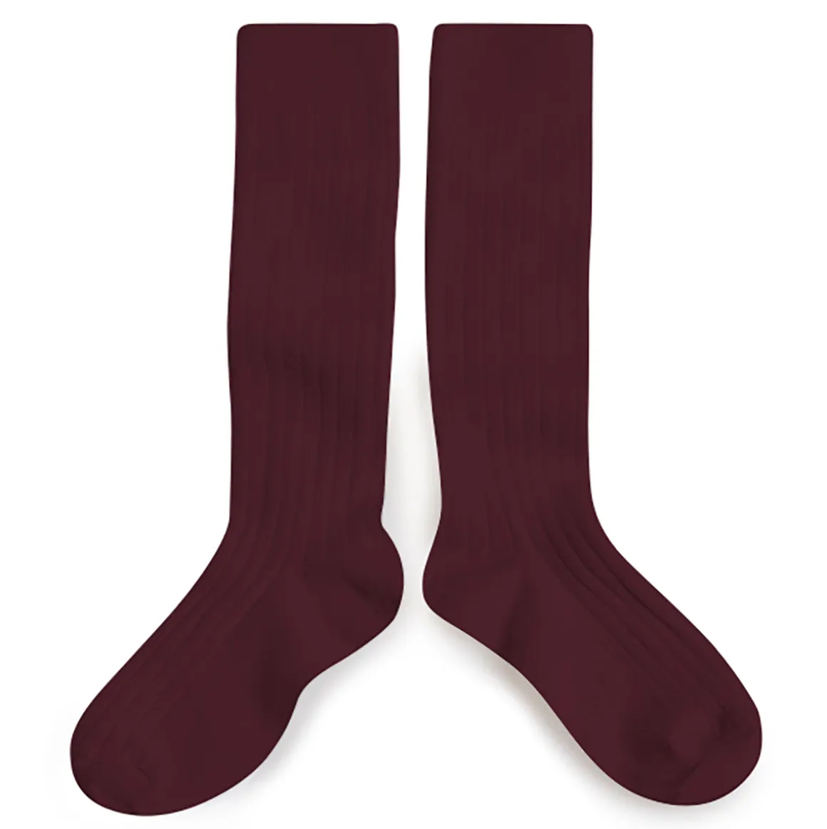 La Haute Ribbed Knee High Socks in Bordeaux Grand Cru by Collegien