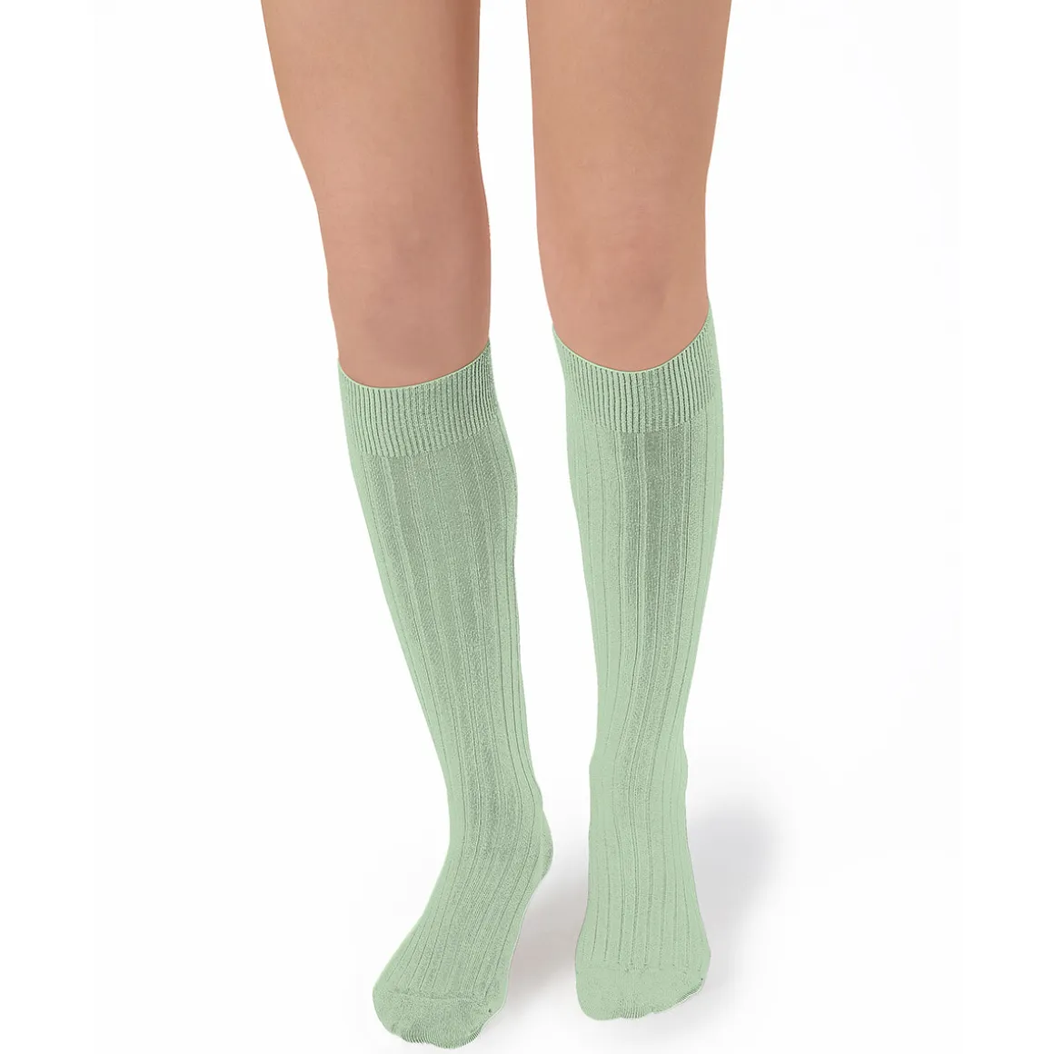 La Haute Ribbed Knee High Socks in Verveine by Collegien