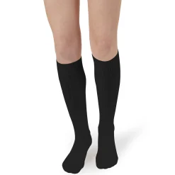 La Haute Ribbed Knee High Socks in Noir de Charbon by Collegien