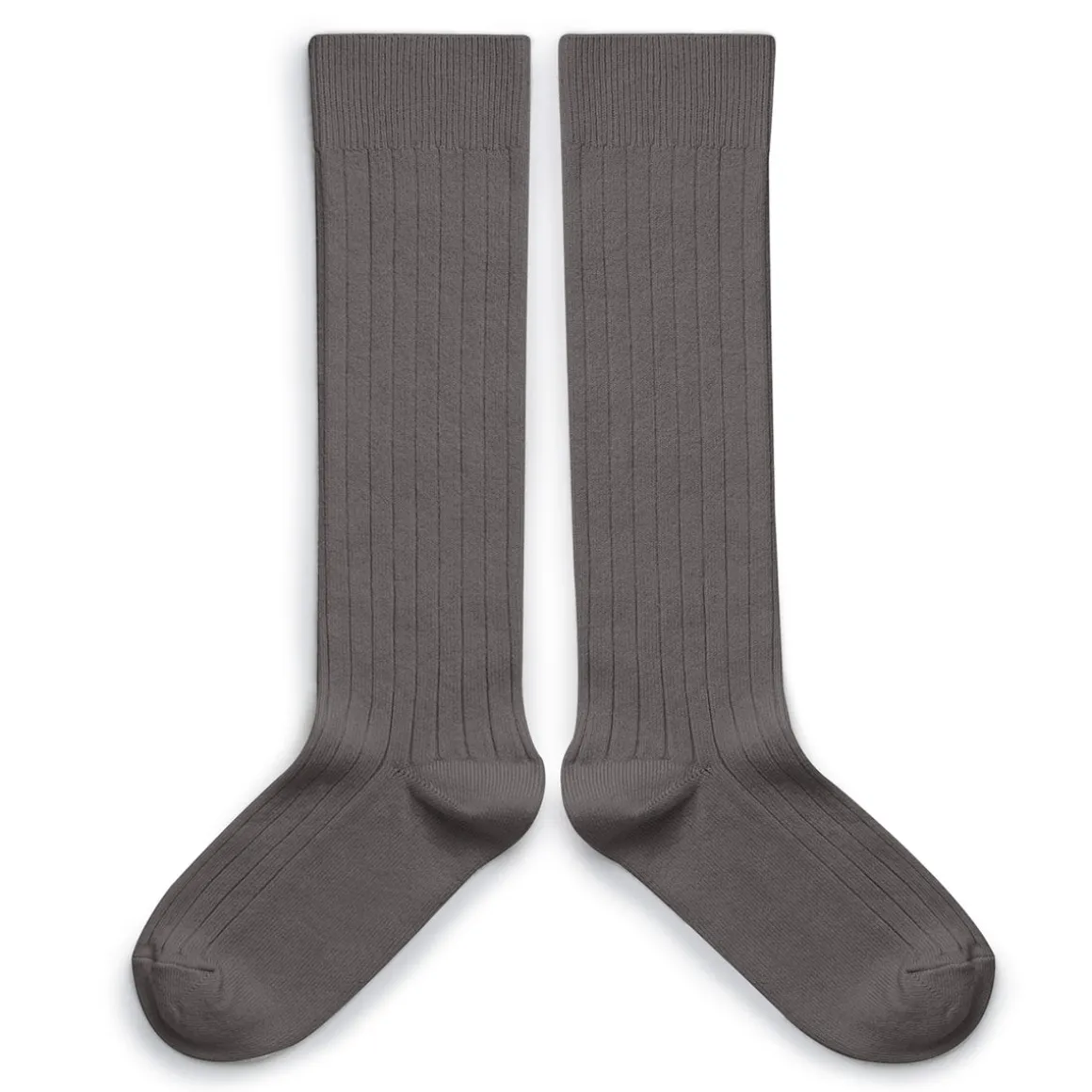 La Haute Ribbed Knee High Socks in Gris Galet by Collegien