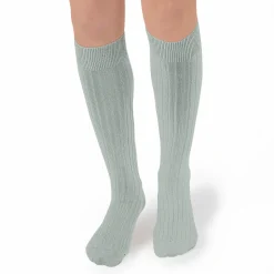 La Haute Ribbed Knee High Socks in Aigue Marine by Collegien