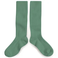 La Haute Ribbed Knee High Socks in Celadon by Collegien