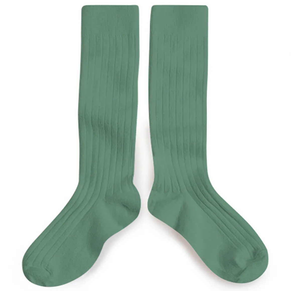 La Haute Ribbed Knee High Socks in Celadon by Collegien