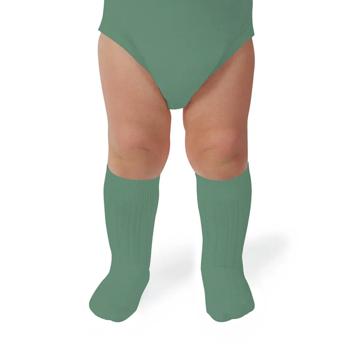 La Haute Ribbed Knee High Socks in Celadon by Collegien