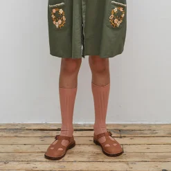 La Haute Ribbed Knee High Socks in Bois De Rose by Collegien