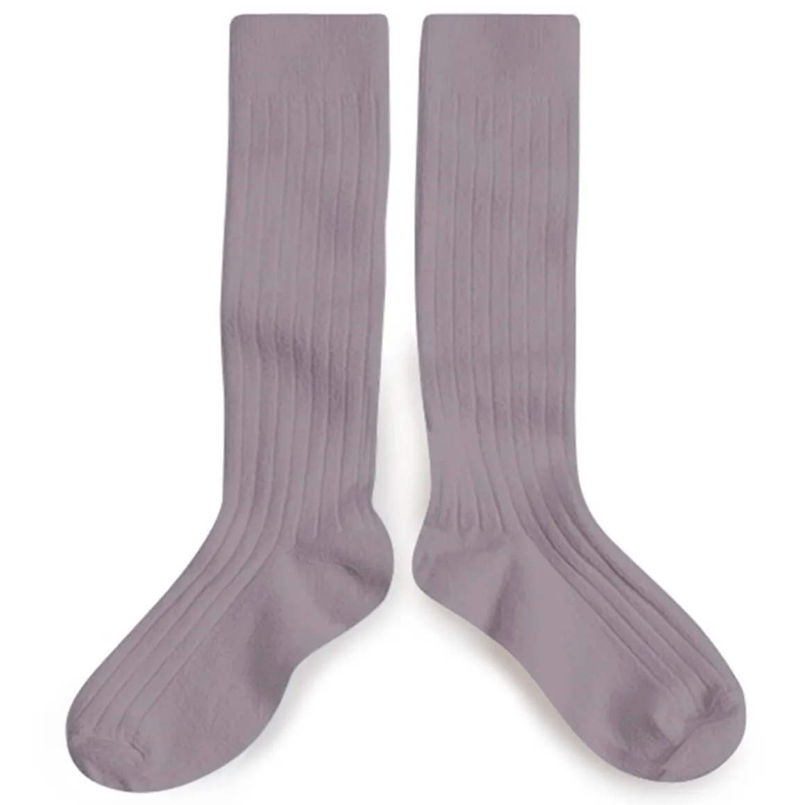 La Haute Ribbed Knee High Socks in Glycine Du Japon by Collegien