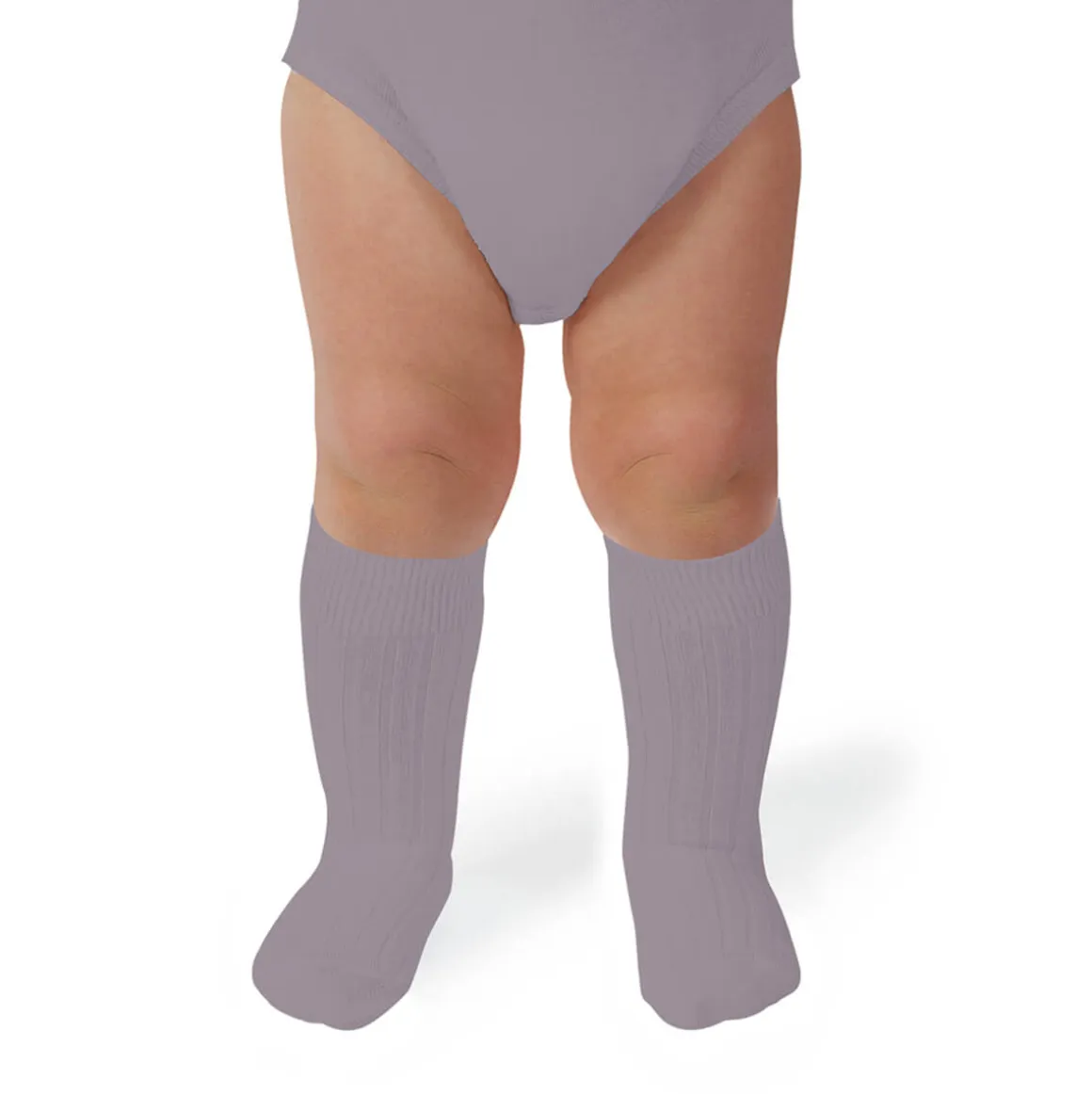 La Haute Ribbed Knee High Socks in Glycine Du Japon by Collegien