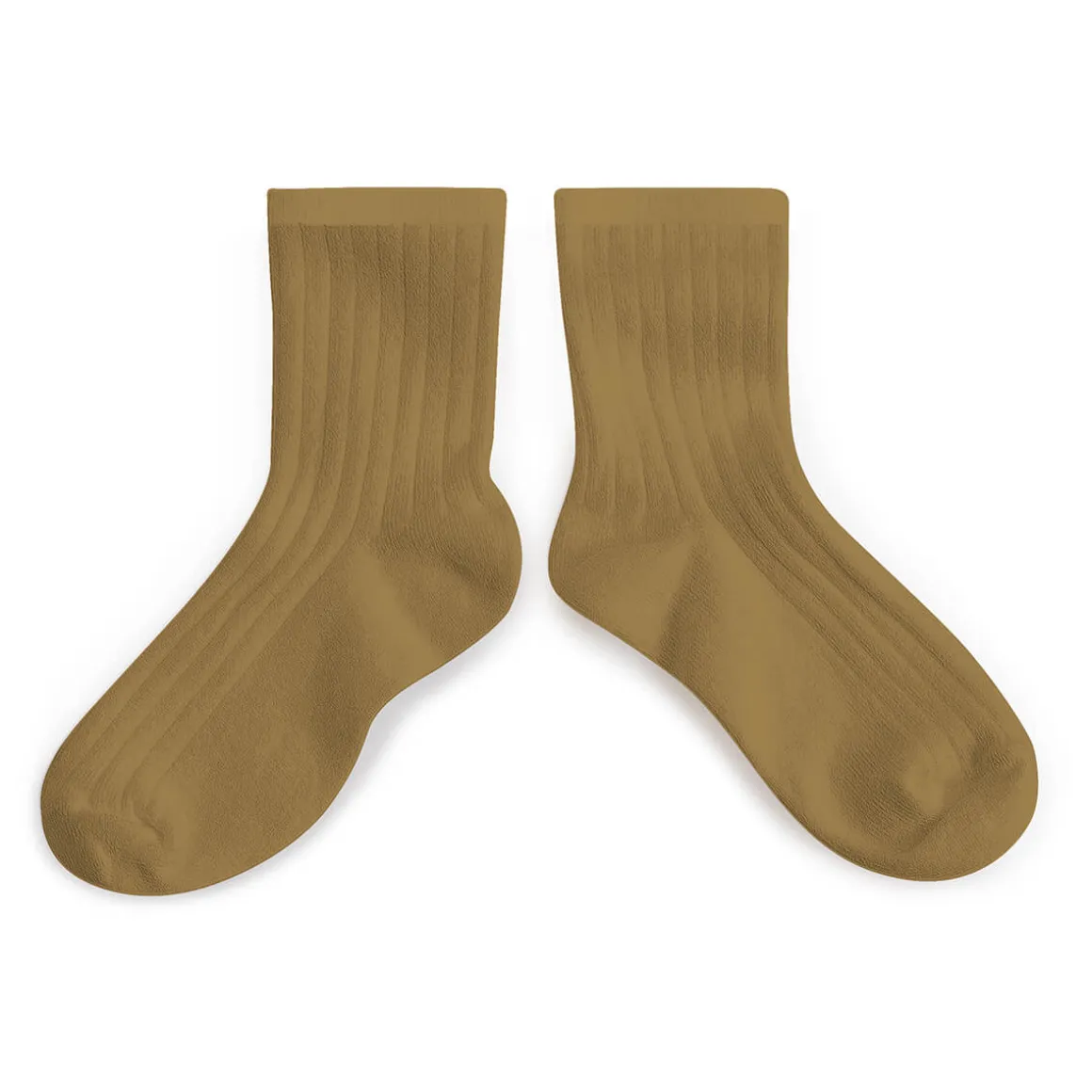 La Mini Ribbed Ankle Socks in Biscuit by Collegien