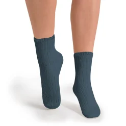 La Mini Ribbed Ankle Socks in Bleu Cendre by Collegien
