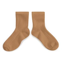 La Mini Ribbed Ankle Socks in Caramel Au Buerre Salé by Collegien