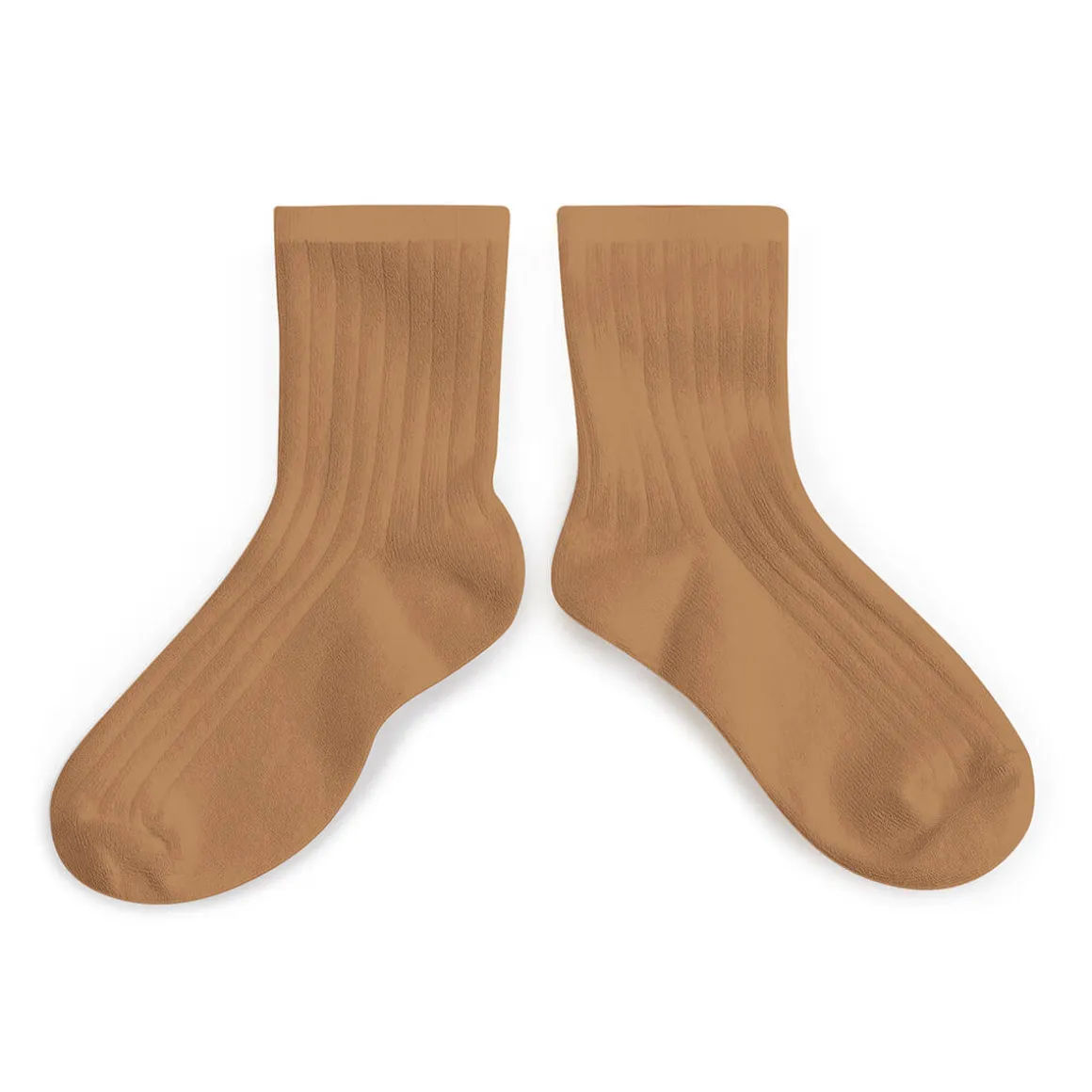 La Mini Ribbed Ankle Socks in Caramel Au Buerre Salé by Collegien