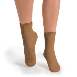 La Mini Ribbed Ankle Socks in Caramel Au Buerre Salé by Collegien