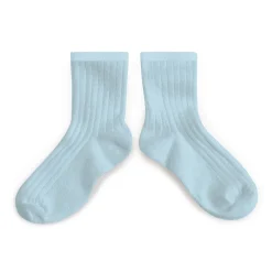 La Mini Ribbed Ankle Socks in Glacier by Collegien