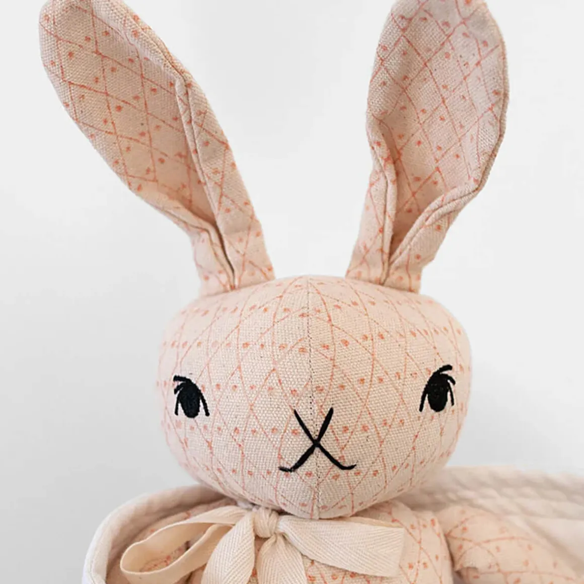 Large Butterfly Rabbit in Cream and Pink Block Print by Polka Dot Club