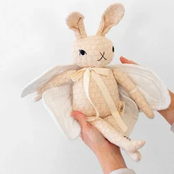 Large Butterfly Rabbit in Cream and Pink Block Print by Polka Dot Club