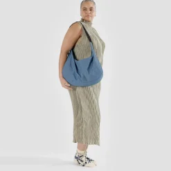 Large Nylon Crescent Bag in Digital Denim by Baggu