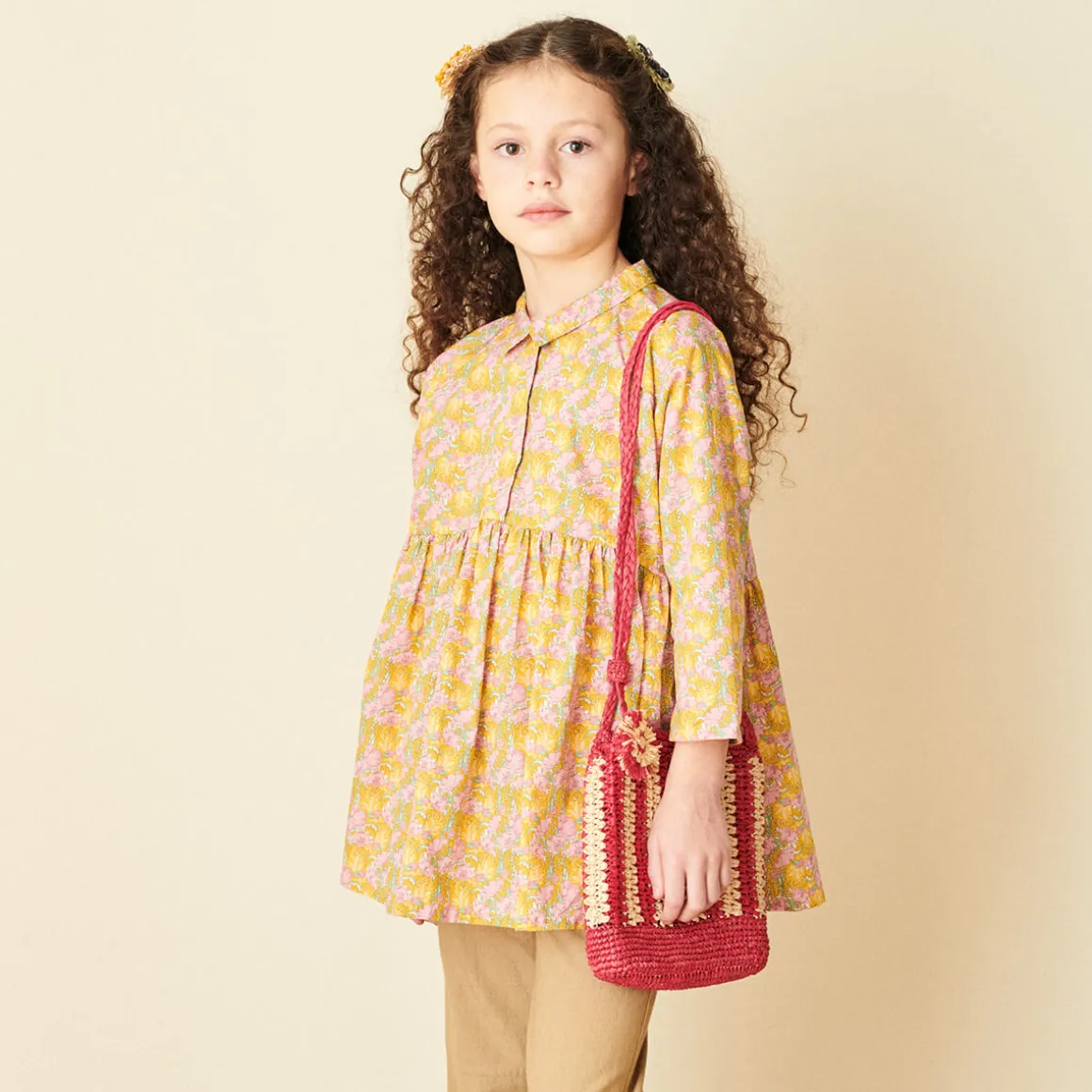 Lemon Balm Tunic Top in Liberty Floral Pink / Yellow by Caramel