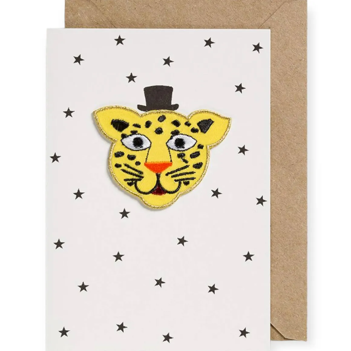 Leopard Iron On Patch Greetings Card by Petra Boase