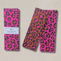 Leopard Luxury Tissue Paper (Pack of 10 Sheets) in Ginger / Fluoro Pink by Petra Boase