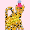 Leopard Shaped Greetings Card by Eleanor Bowmer