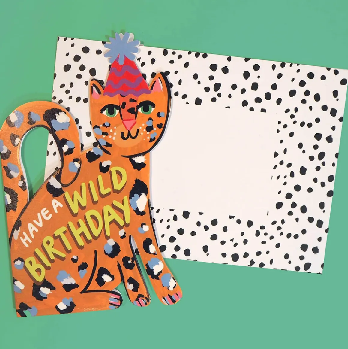 Leopard Shaped Greetings Card by Eleanor Bowmer