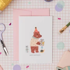 Liberty Bear Birthday Greetings Card in Katie & Millie Liberty Print by The Charming Press