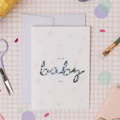 Liberty New Baby Boy Greetings Card in Feldberg Forest Liberty Print by The Charming Press