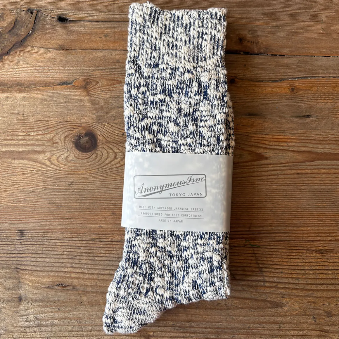 Lightweight Slub Crew Adult Socks in Navy by Anonymous Ism