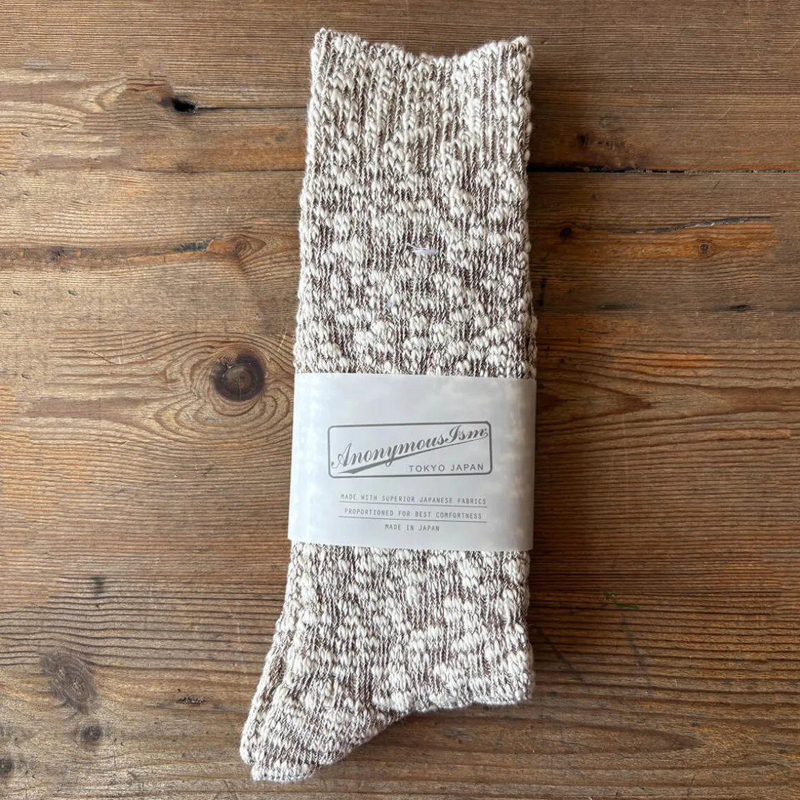 Lightweight Slub Crew Adult Socks in Beige by Anonymous Ism
