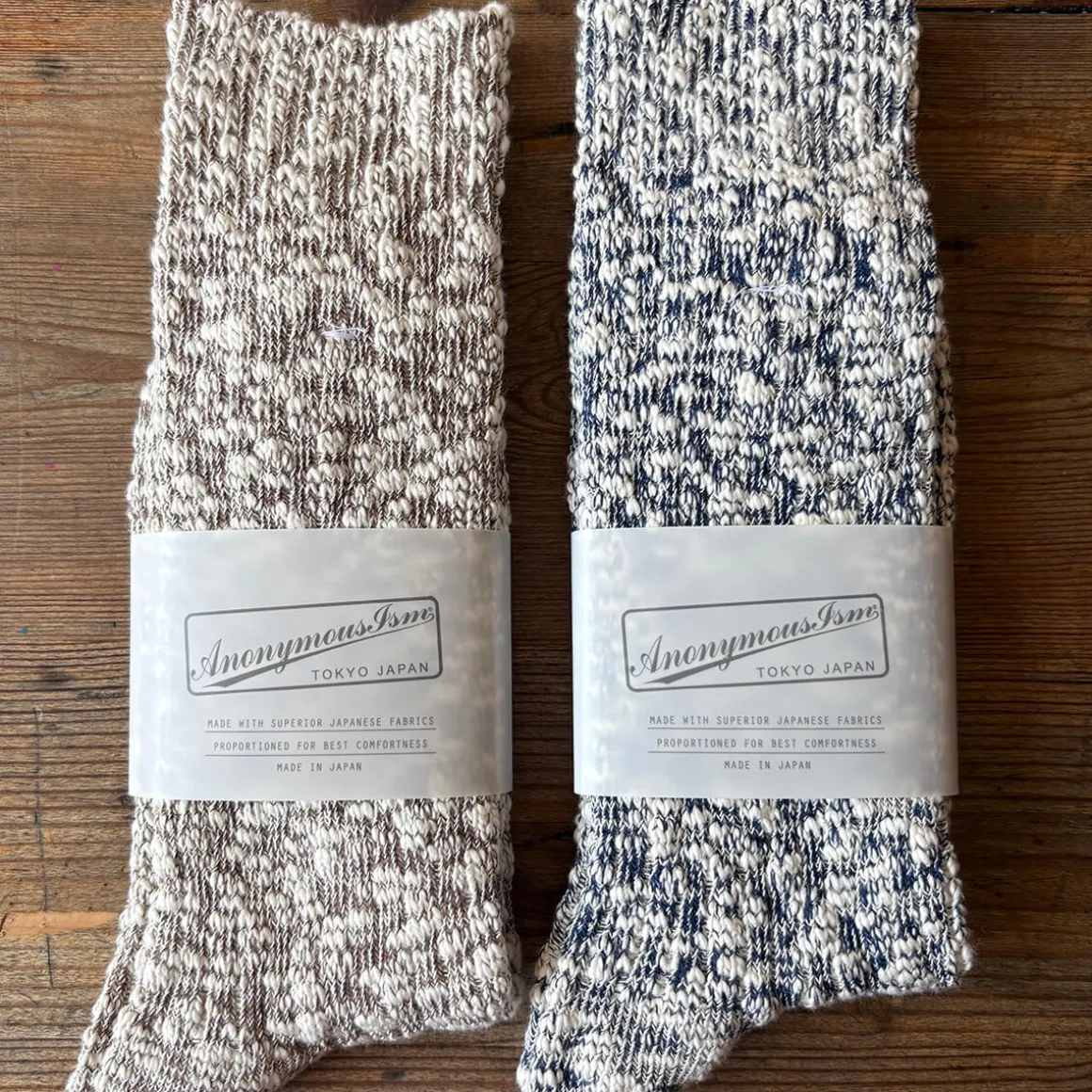 Lightweight Slub Crew Adult Socks in Beige by Anonymous Ism