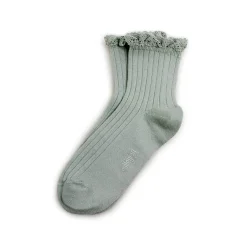 Lili Lace Trim Ribbed Ankle Socks in Aigue Marine by Collegien