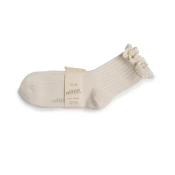 Lili Lace Trim Ribbed Ankle Socks in Doux Agneaux by Collegien