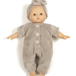 Lili Romper and Headband Set (28cm Doll) in Pearl Grey Velour by Minikane