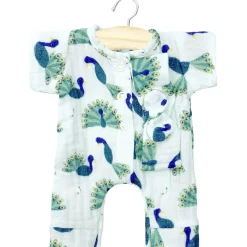 Lili Romper and Headband Set (28cm Doll) in Baby Peacock Print by Minikane