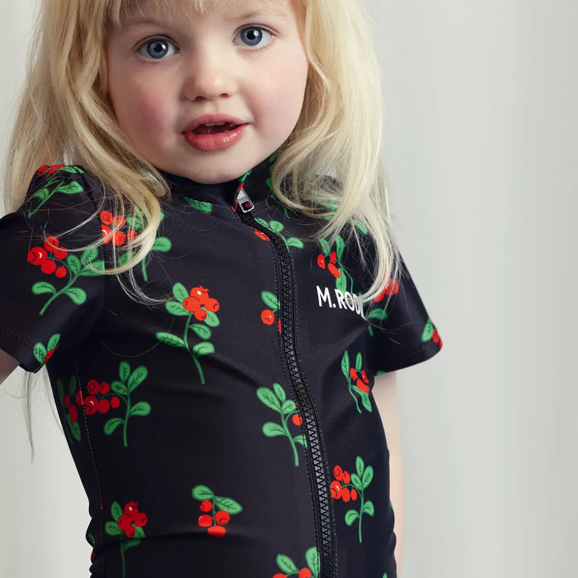 Lingonberries AOP Short Sleeved Swimsuit by Mini Rodini
