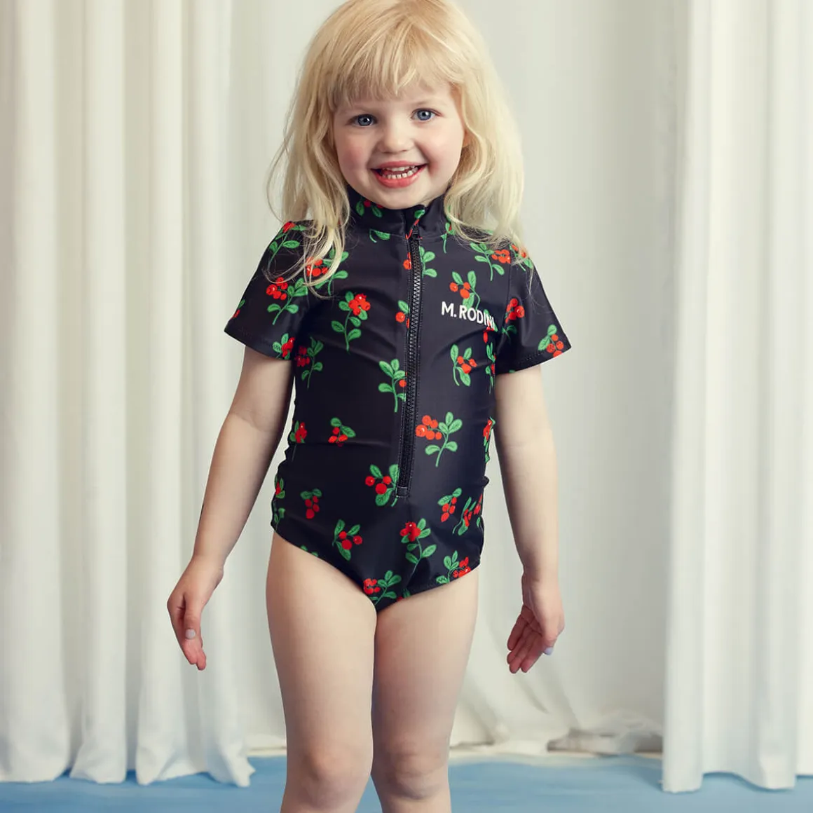 Lingonberries AOP Short Sleeved Swimsuit by Mini Rodini