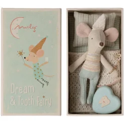 Little Brother Tooth Fairy Mouse (Stripy Top) in a Matchbox by Maileg