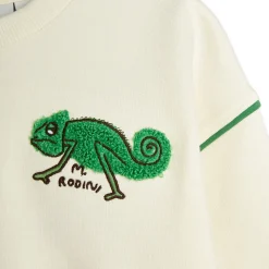 Lizard Chenille Sweatshirt in Off White by Mini Rodini