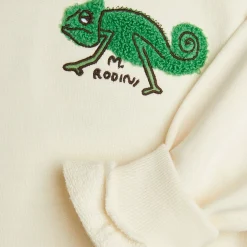 Lizard Chenille Sweatshirt in Off White by Mini Rodini