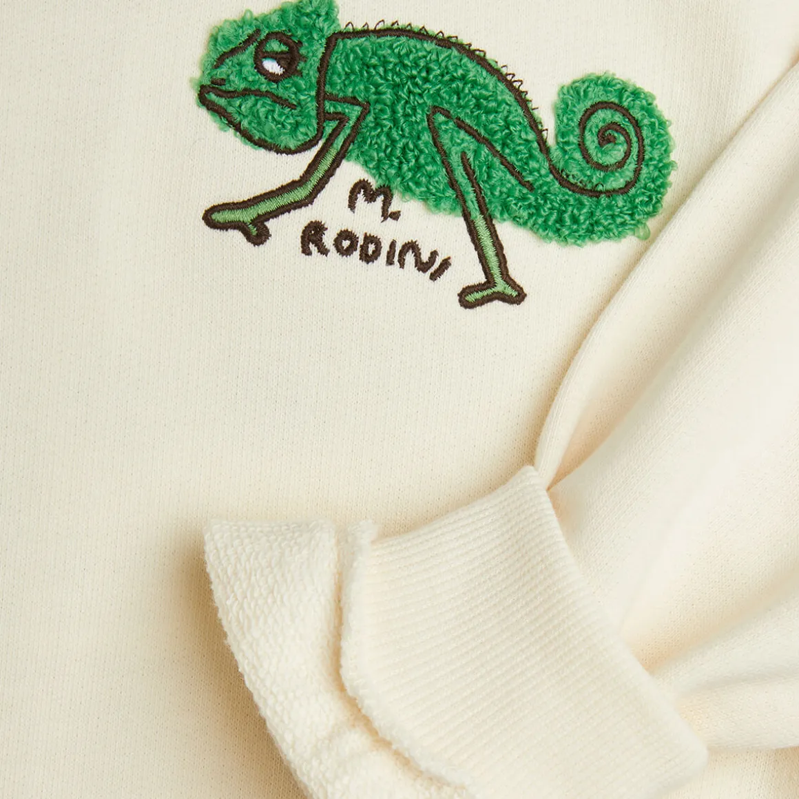 Lizard Chenille Sweatshirt in Off White by Mini Rodini