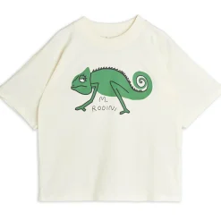 Lizard Print T Shirt in Off White by Mini Rodini