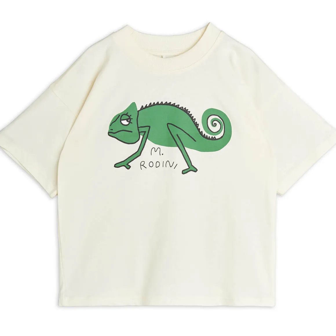 Lizard Print T Shirt in Off White by Mini Rodini